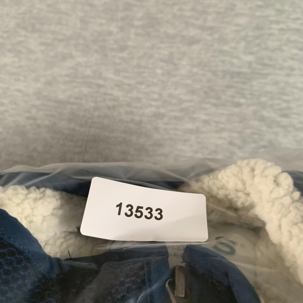 Orvis Sweater Mens Large Blue Waffle Fleece Quarter Zip Sherpa Lined Pullover - Picture 10 of 10